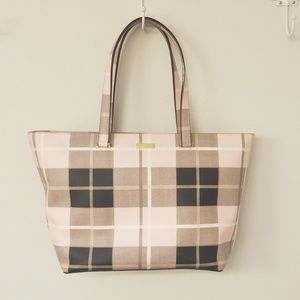 Kate spade pink plaid tote